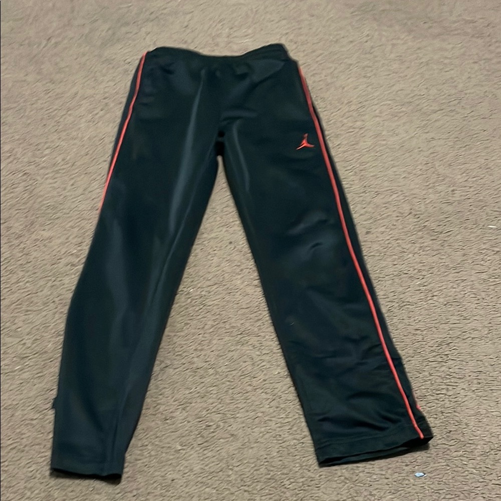 Kids Black Athletic Pants with Red Accents